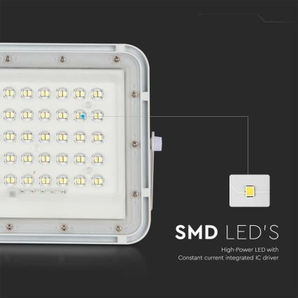 LED Vonkajší stmievateľný solárny reflektor LED/6W/3,2V IP65 4000K biela + diaľkové ovládanie