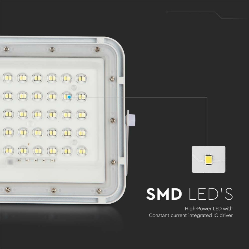 LED Vonkajší stmievateľný solárny reflektor LED/6W/3,2V IP65 4000K 5000 mAh biela + diaľkové ovládanie