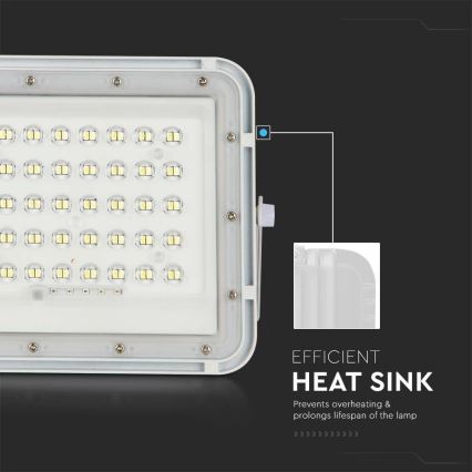 LED Vonkajší stmievateľný solárny reflektor LED/6W/3,2V IP65 4000K 5000 mAh biela + diaľkové ovládanie