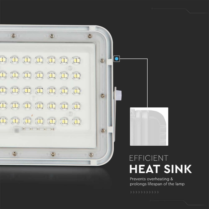 LED Vonkajší stmievateľný solárny reflektor LED/6W/3,2V IP65 4000K 5000 mAh biela + diaľkové ovládanie