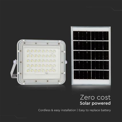 LED Vonkajší stmievateľný solárny reflektor LED/6W/3,2V IP65 4000K 5000 mAh biela + diaľkové ovládanie