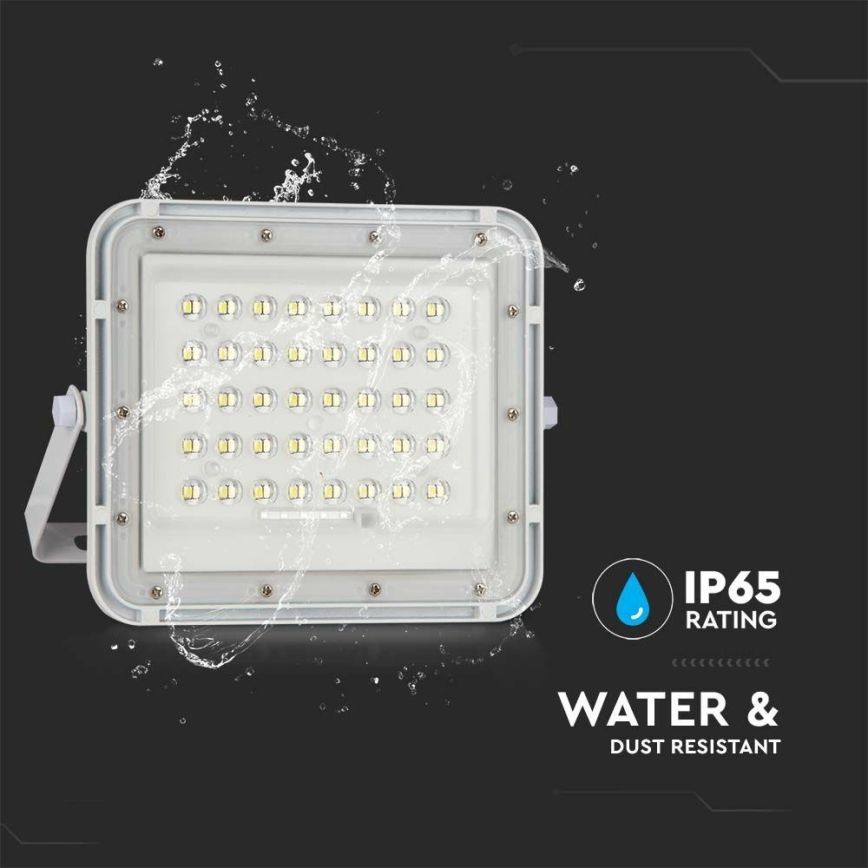 LED Vonkajší stmievateľný solárny reflektor LED/6W/3,2V IP65 4000K 5000 mAh biela + diaľkové ovládanie