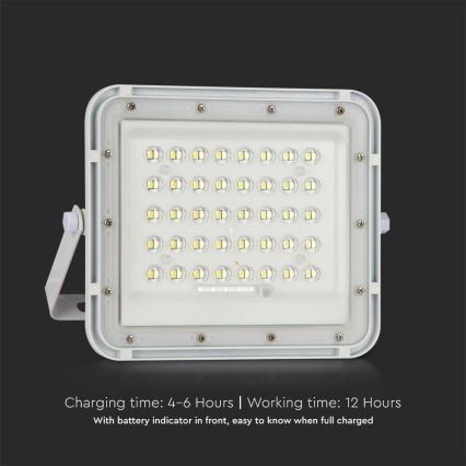 LED Vonkajší stmievateľný solárny reflektor LED/6W/3,2V IP65 4000K 5000 mAh biela + diaľkové ovládanie