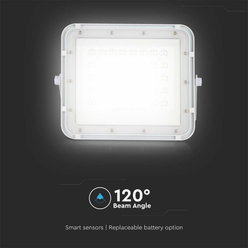 LED Vonkajší stmievateľný solárny reflektor LED/6W/3,2V IP65 4000K 5000 mAh biela + diaľkové ovládanie