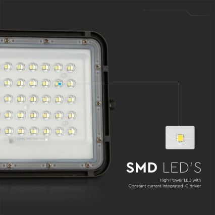 LED Vonkajší stmievateľný solárna reflektor LED/6W/3,2V IP65 4000K 5000 mAh čierna + diaľkové ovládanie