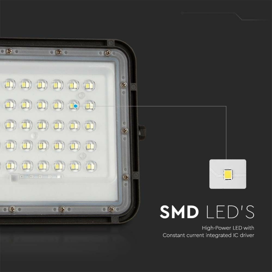 LED Vonkajší stmievateľný solárna reflektor LED/6W/3,2V IP65 4000K 5000 mAh čierna + diaľkové ovládanie