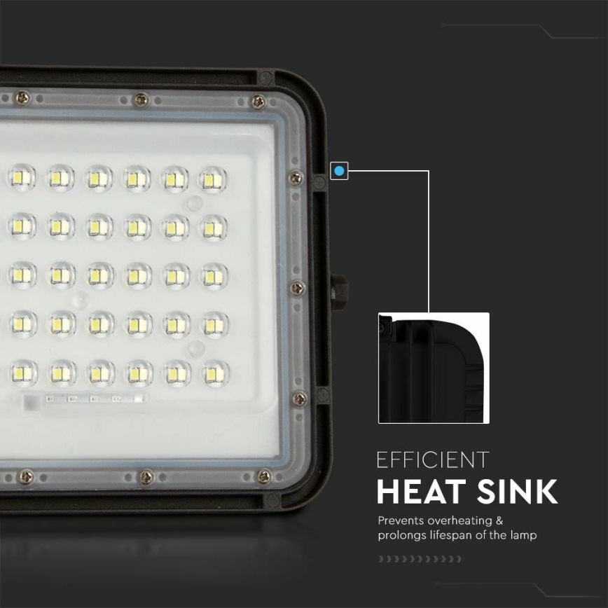 LED Vonkajší stmievateľný solárna reflektor LED/6W/3,2V IP65 4000K 5000 mAh čierna + diaľkové ovládanie