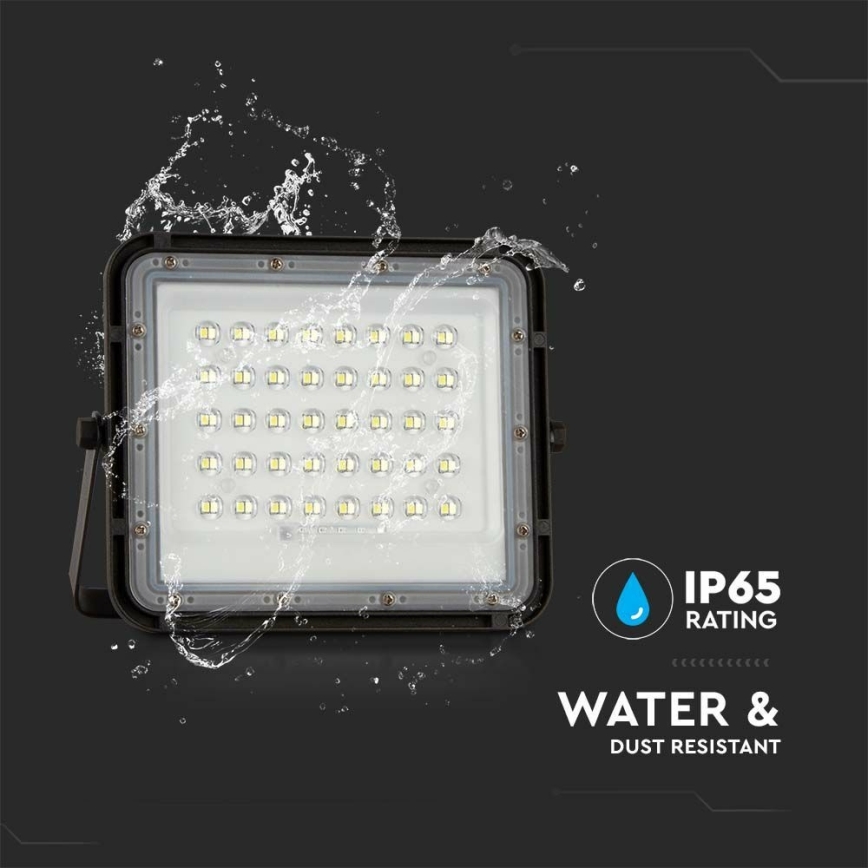 LED Vonkajší stmievateľný solárna reflektor LED/6W/3,2V IP65 4000K 5000 mAh čierna + diaľkové ovládanie