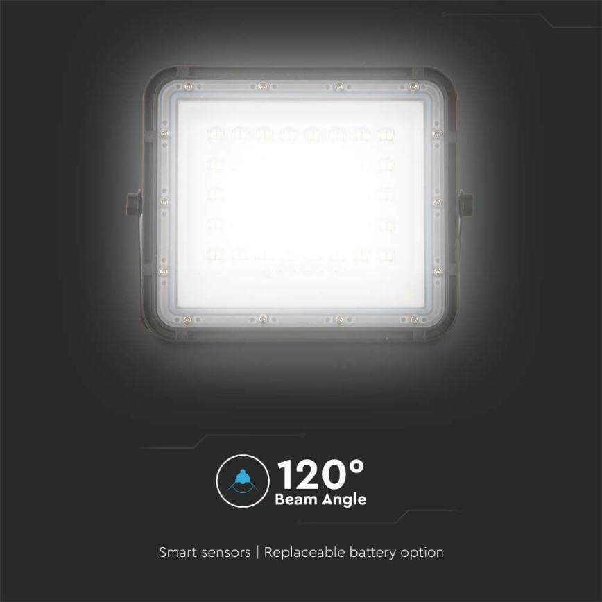 LED Vonkajší stmievateľný solárna reflektor LED/6W/3,2V IP65 4000K 5000 mAh čierna + diaľkové ovládanie