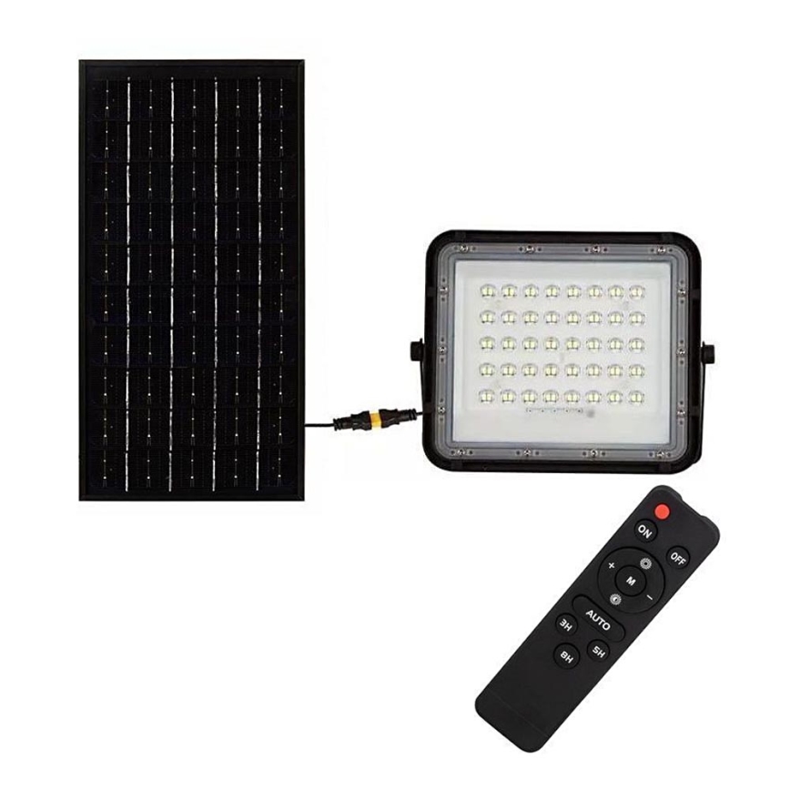 LED Vonkajší stmievateľný solárny reflektor LED/10W/3,2V IP65 4000K 6000 mAh čierna + diaľkové ovládanie