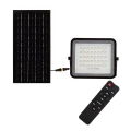 LED Vonkajší stmievateľný solárny reflektor LED/10W/3,2V IP65 6400K čierna + diaľkové ovládanie