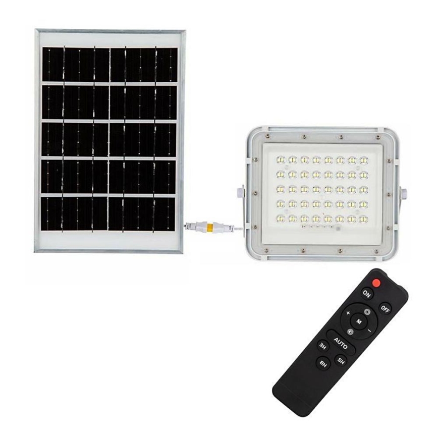 LED Vonkajší stmievateľný solárny reflektor LED/6W/3,2V IP65 4000K 5000 mAh biela + diaľkové ovládanie