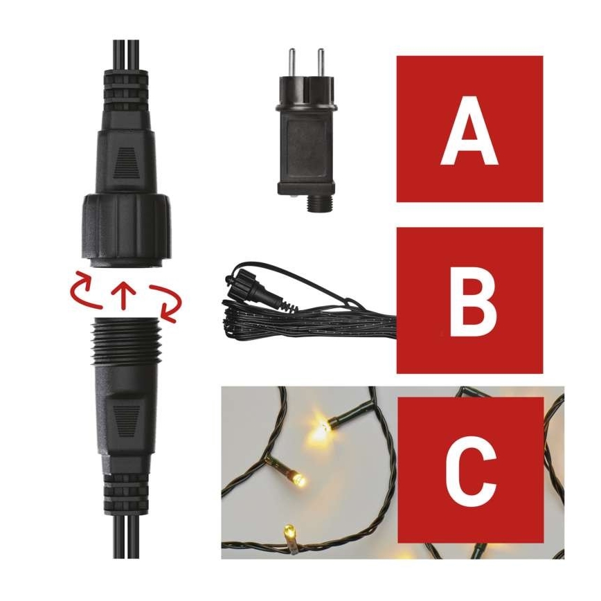 LED vonkajší svetelný reťazec 100xLED/15m IP44 teplá biela