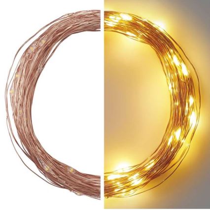LED vonkajší svetelný reťazec 100×LED / 15 m, IP44, teplá biela