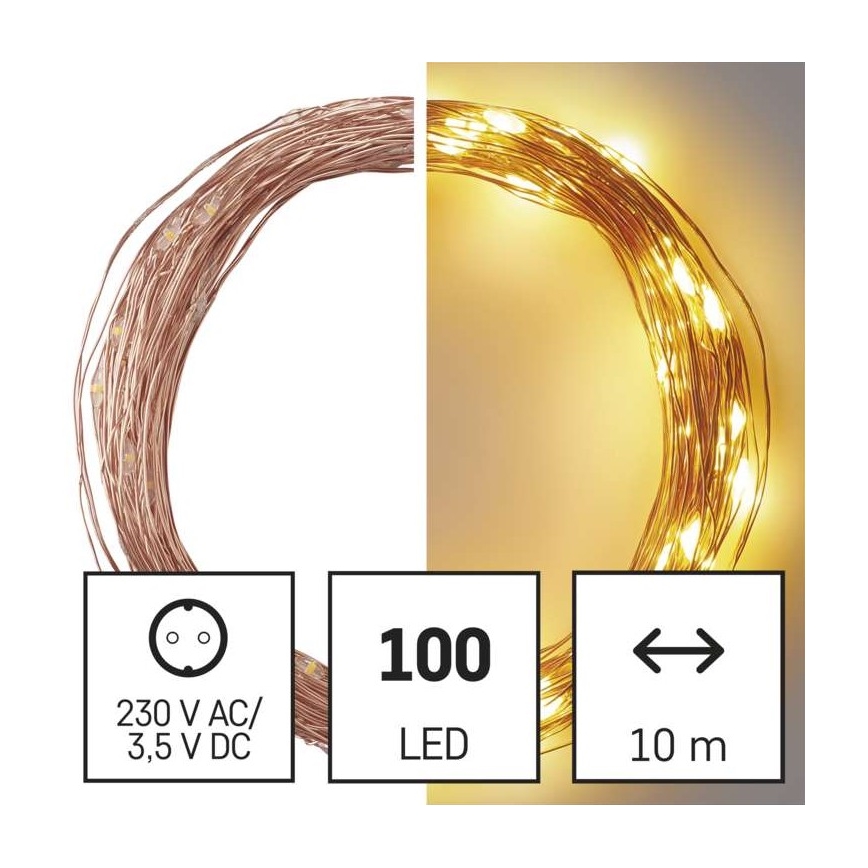 LED vonkajší svetelný reťazec 100×LED / 15 m, IP44, teplá biela