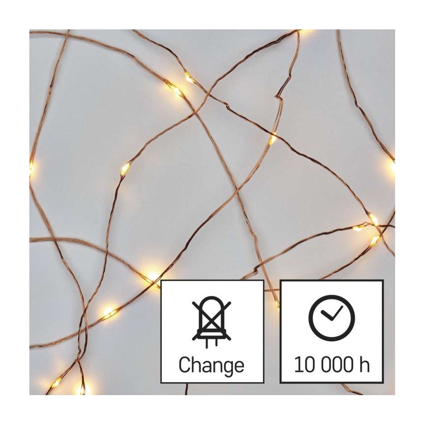 LED vonkajší svetelný reťazec 100×LED / 15 m, IP44, teplá biela
