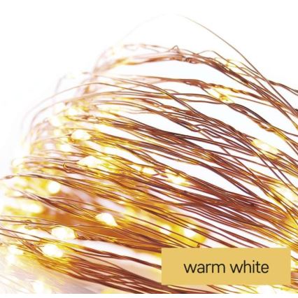 LED vonkajší svetelný reťazec 100×LED / 15 m, IP44, teplá biela