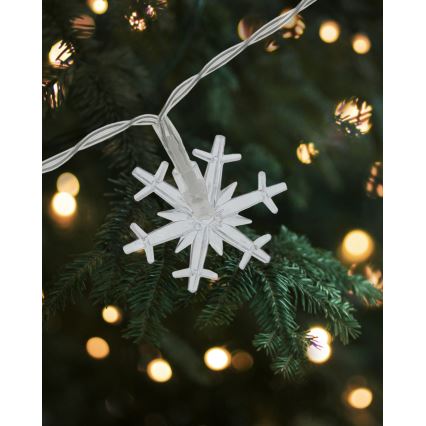 LED vonkajší svetelný reťazec 20xLED/2xAA 2,2 m IP44 teplá biela snehové vločky