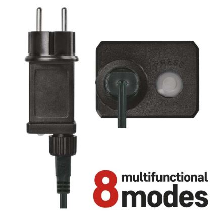 LED vonkajší svetelný reťazec 600×LED/8 režimov 15 m IP44 studená biela