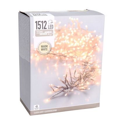 LED Vonkajší vianočný reťaz 1512xLED/230V/8 funkcií 14 m IP44 teplá biela