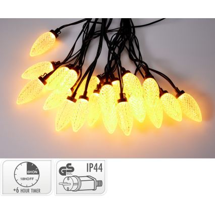 LED Vonkajší vianočný reťaz 20xLED/230V 14,5 m IP44 teplá biela