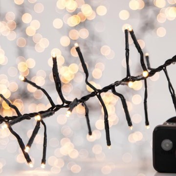 LED Vonkajší vianočný reťaz CLUSTER 588xLED/8 funkcií 8,5 m IP44 teplá biela