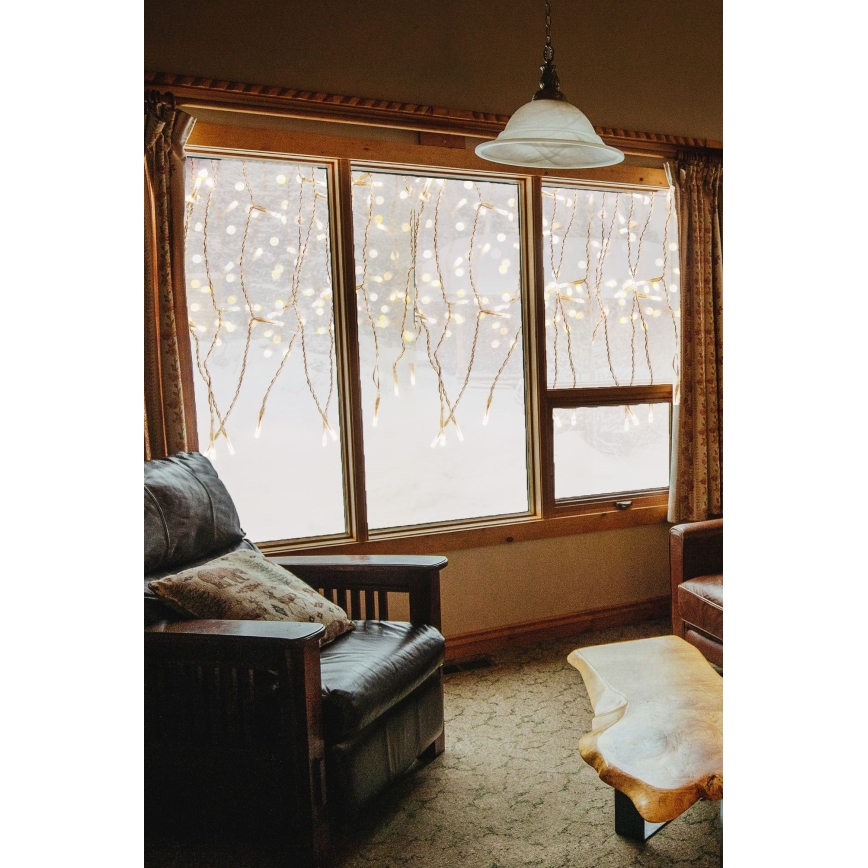 LED Vonkajší vianočný záves CURTAIN 360xLED/3,6W/230V 2x2 m IP44 teplá biela