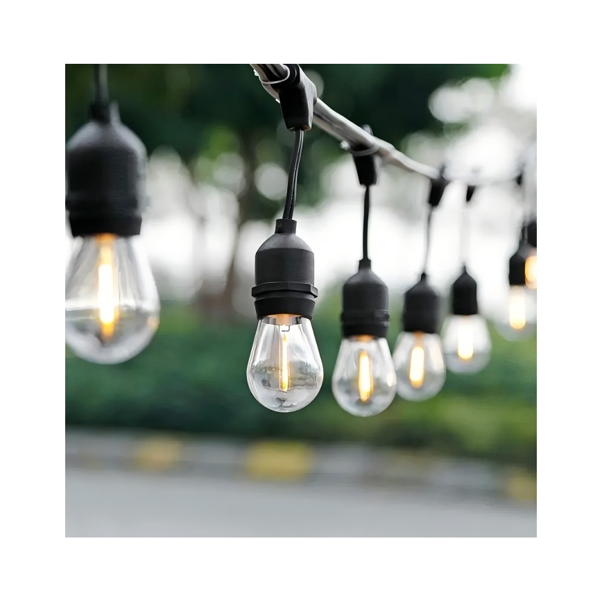 LED Vonkajšia dekoračná reťaz 20xE27/1W/230V 20 m IP65 čierna