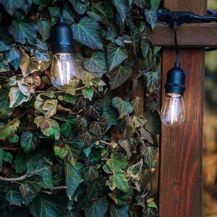 LED vonkajšia dekoračná svetelná reťaz 30xE27/1W/230V 16,44 m IP44 čierna