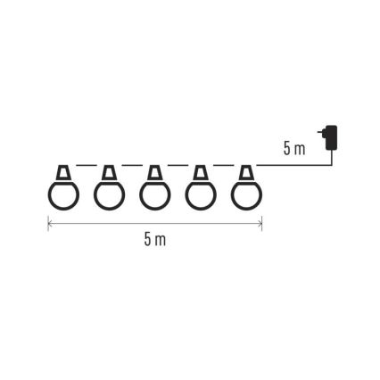 LED Vonkajšia dekoratívna reťaz 10xLED/10m IP44 priehľadná