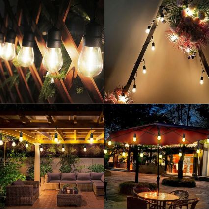 LED vonkajšia dekoratívna reťaz 15xE27/1W/230V 15,94 m IP44 čierna