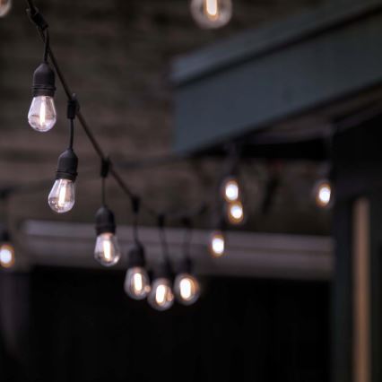 LED vonkajšia dekoratívna reťaz 15xE27/1W/230V 15,94 m IP44 čierna