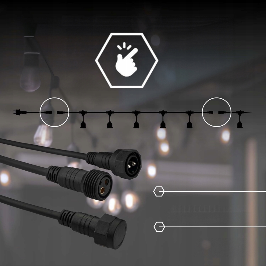 LED vonkajšia dekoratívna reťaz 15xE27/1W/230V 15,94 m IP44 čierna