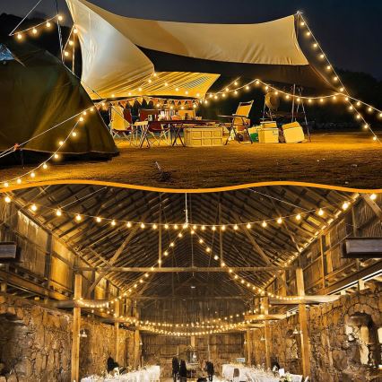 LED vonkajšia dekoratívna reťaz 20xE12/1W/230V 20 m IP65 čierna