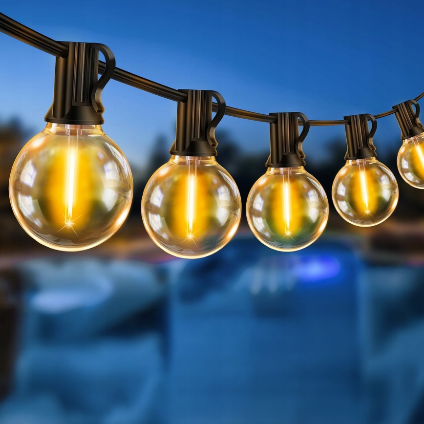 LED vonkajšia dekoratívna reťaz 20xE12/1W/230V 20 m IP65 čierna