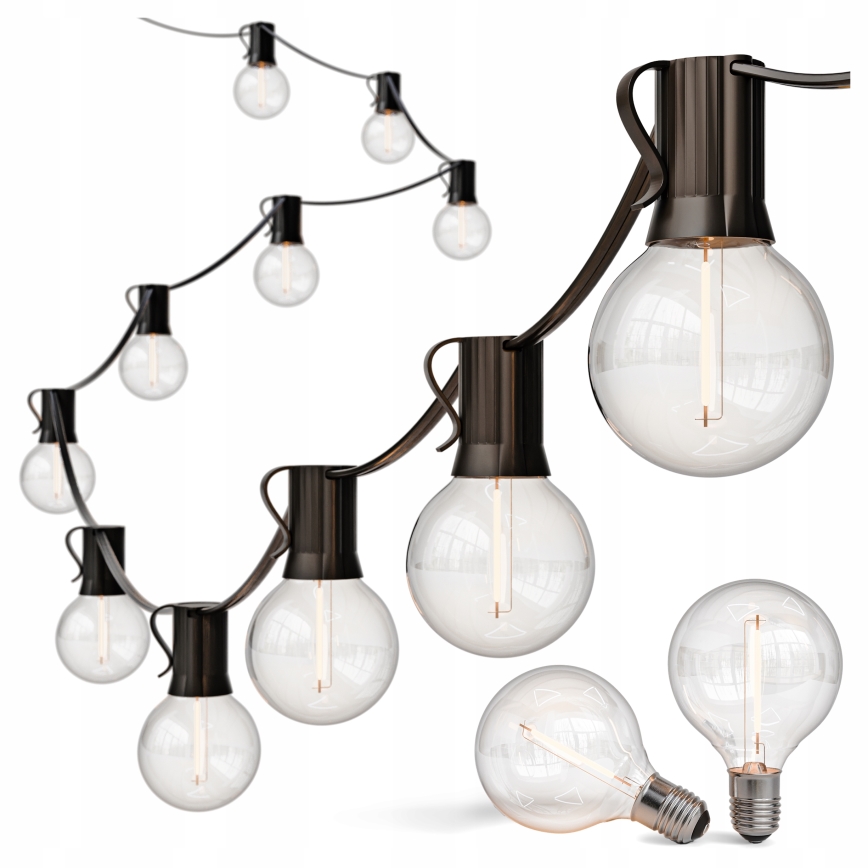 LED vonkajšia dekoratívna reťaz 20xE12/1W/230V 20 m IP65 čierna