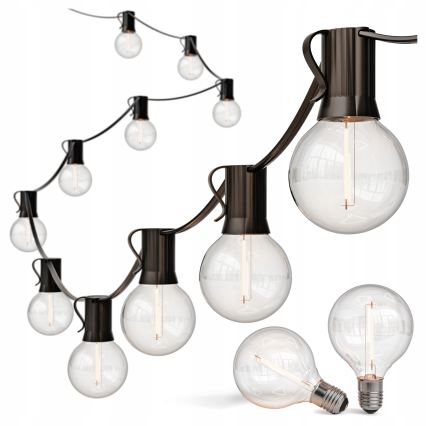 LED vonkajšia dekoratívna reťaz 36xE12/1W/230V 22,35 m IP65 čierna