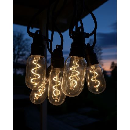 LED vonkajšia dekoratívna reťaz 6xLED/0,6W/230V 4,5 m IP44 čierna