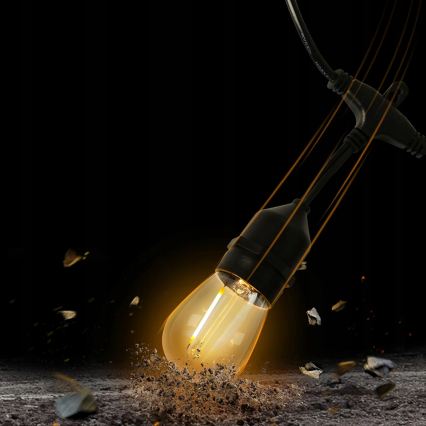 LED vonkajšia dekoratívna svetelná reťaz 10xE27/1W/230V 6,44 m IP44 čierna