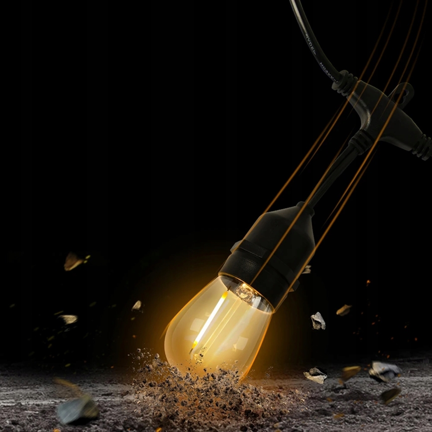 LED vonkajšia dekoratívna svetelná reťaz 10xE27/1W/230V 6,44 m IP44 čierna