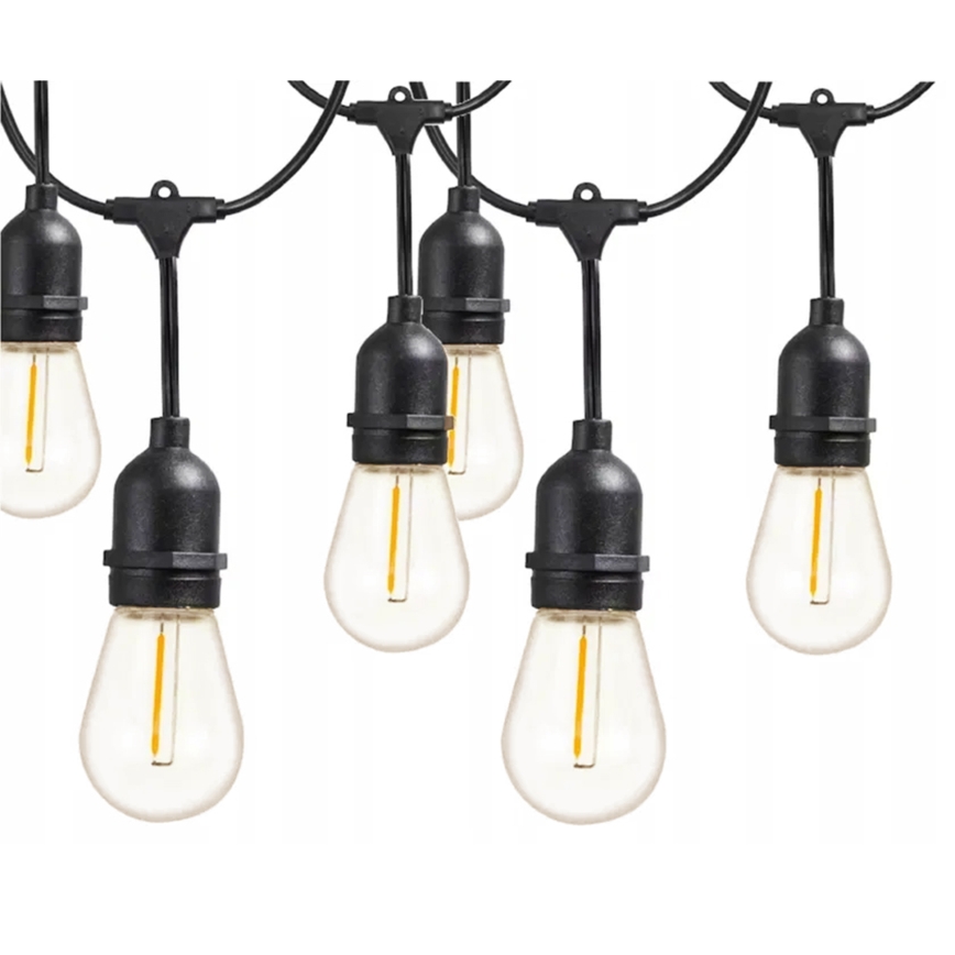 LED vonkajšia dekoratívna svetelná reťaz 10xE27/1W/230V 6,44 m IP44 čierna