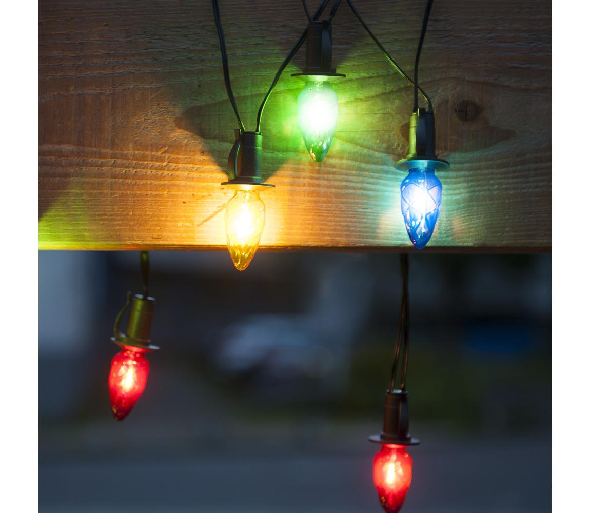 LED vonkajšia girlanda CONE FILAMENT 20xE10 19m farebná/teplá biela IP44 192020
