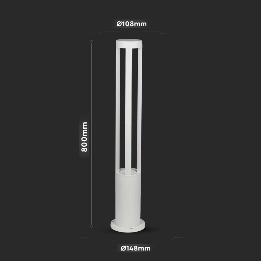 LED Vonkajšia lampa LED/10W/230V 80cm 6400K IP65 biela