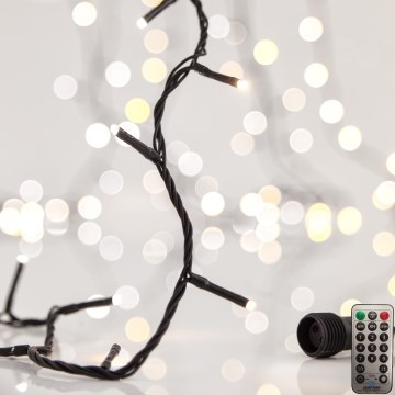 LED vonkajšia reťaz CLUSTER 200xLED/8 režimov 2,1 m IP44 teplá biela + diaľkové ovládanie