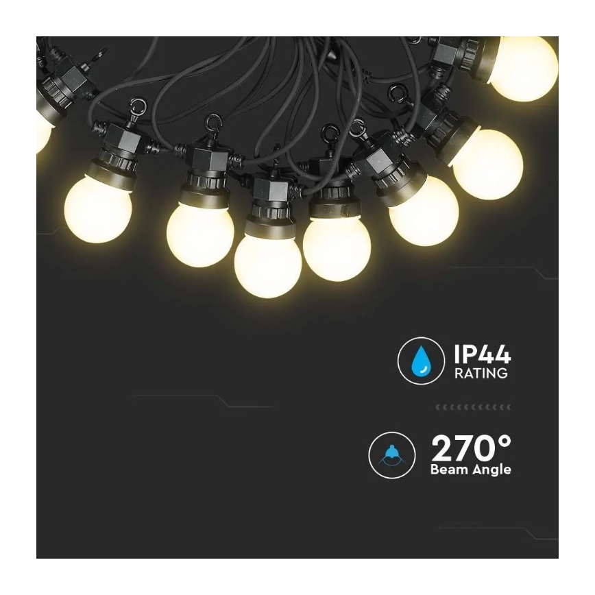 LED Vonkajšia reťaz STRING 10m 20xLED/0,5W/24/230V 3000K IP44