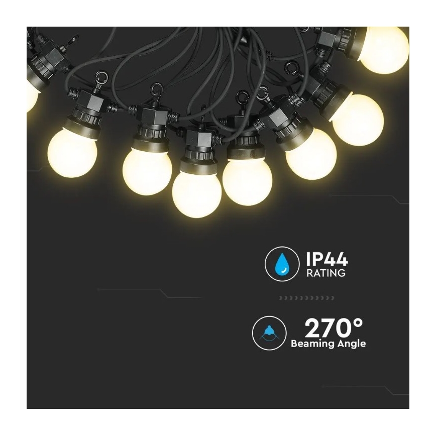 LED Vonkajšia reťaz STRING 5m 10xLED/0,5W/230V IP44 3000K