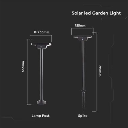 LED Vonkajšia solárna lampa 2v1 LED/2W/3,7V IP65 3000/4000/6500K