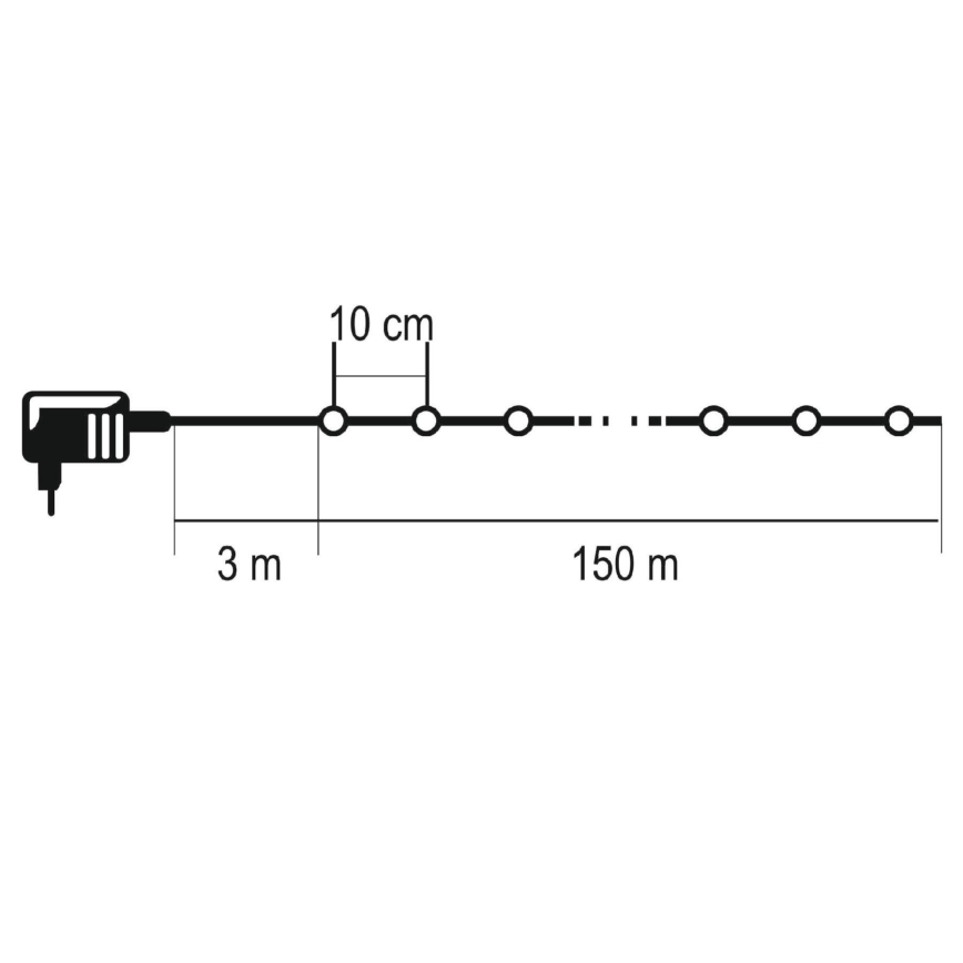 LED Vonkajší  reťaz 1500xLED/230V 8 funkcií 153 m IP44 studená biela + diaľkové ovládanie