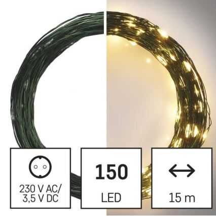 LED vonkajšia svetelná reťaz 150xLED/20m IP44 teplá biela