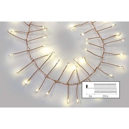 LED vonkajšia svetelná reťaz 1920xLED/8 funkcií 19,2m IP44 teplá biela